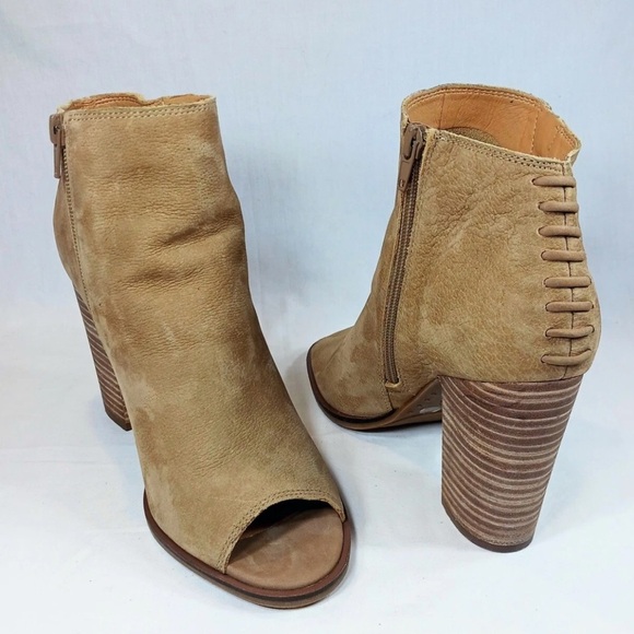 Lucky Brand Tan Ankle Booties with Peep-Toe - Picture 7 of 13